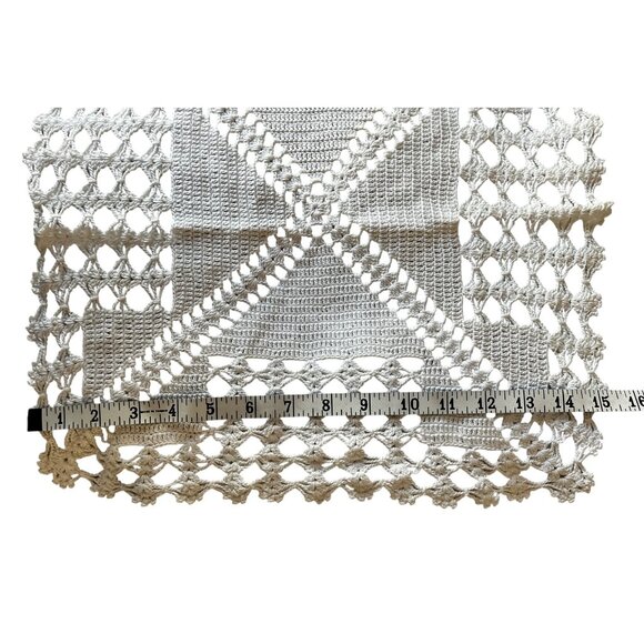 Hand Crocheted White Cotton Doilies Square Cottage Core VTG Wedding Country - Picture 14 of 14